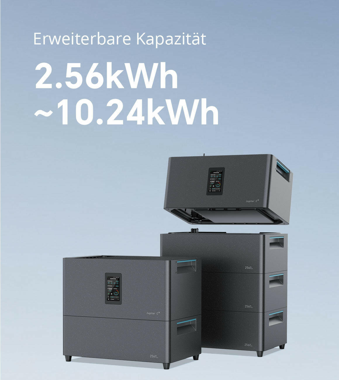 Flexible Kapazität von 2.56 bis 10.24 kWh – Erweiterbares Jupiter C+ System